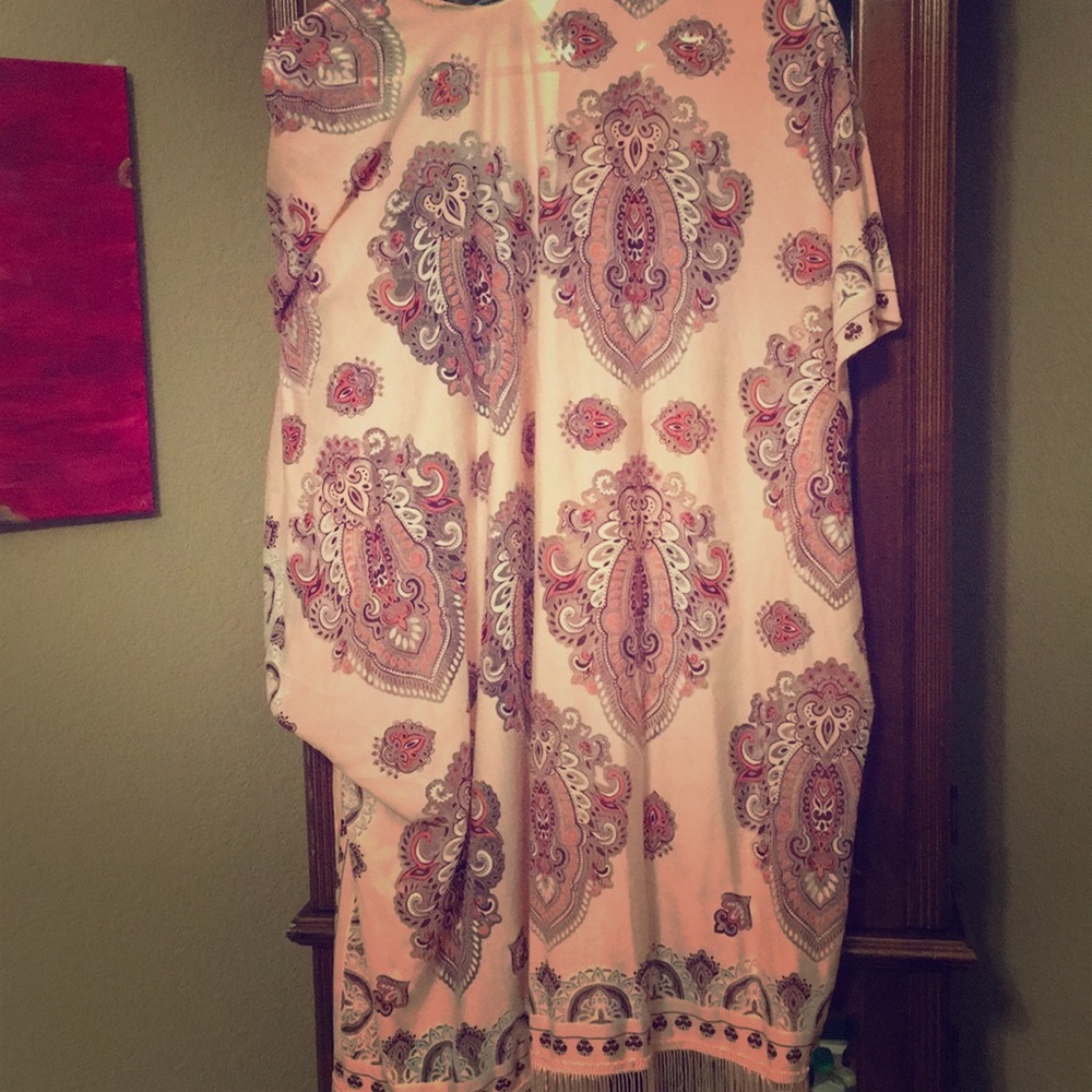 Pink long sleeveless cover up